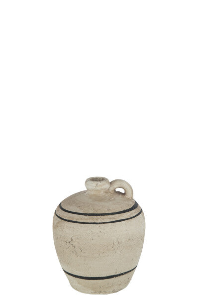 GIARA A RIGHE IN TERRACOTTA BEIGE/NERO (18x18x22cm)