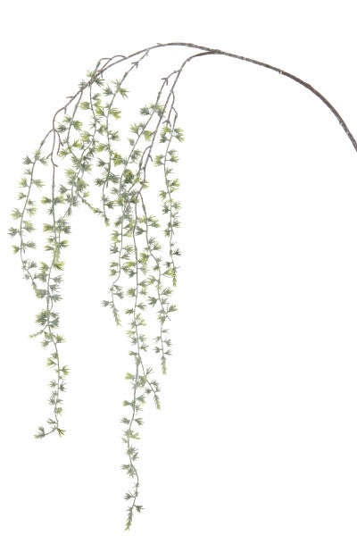 RAMO CON FOGLIE IN SOSPENSIONE CON PAILLETE IN VERDE (3x6x117cm)