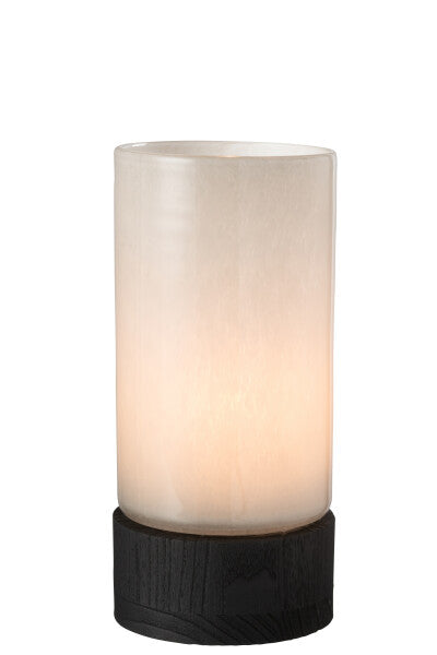 Portacandela/Vaso Ray Vetro/Legno Di Salice Grigio/Nero Medium (14,5x14,5x29cm)