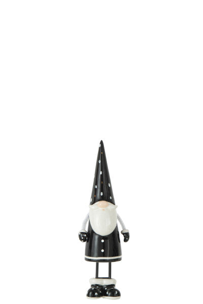 BABBO NATALE IN PIEDI IN CERAMICA BIANCO/NERO CON POIS (5,5x5,5x23,5cm)