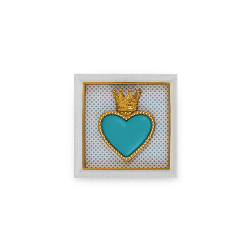 DECORAZIONE DA PARETE CON CUORE SACRO AZZURRO/ORO (12,5cm)