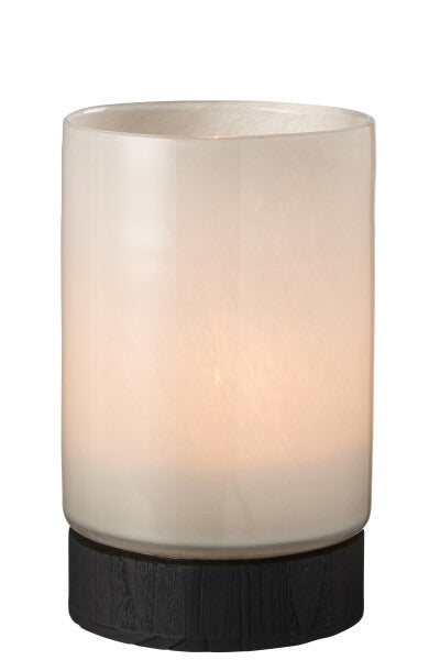 Portacandela/Vaso Ray Vetro/Legno Di Salice Grigio/Nero Large (20x20x31,5cm)