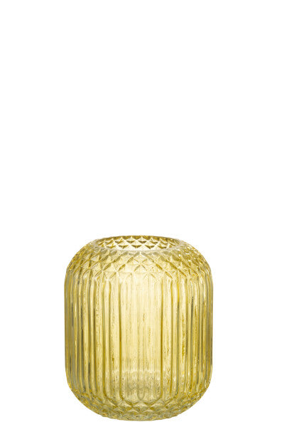 VASO TAGLIO DRITTO IN VETRO GIALLO SMALL (14,5x14,5xh.17cm)