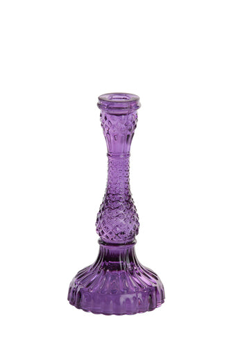 PORTACANDELE ROTONDO IN VETRO VIOLA (Ø10x22 cm)