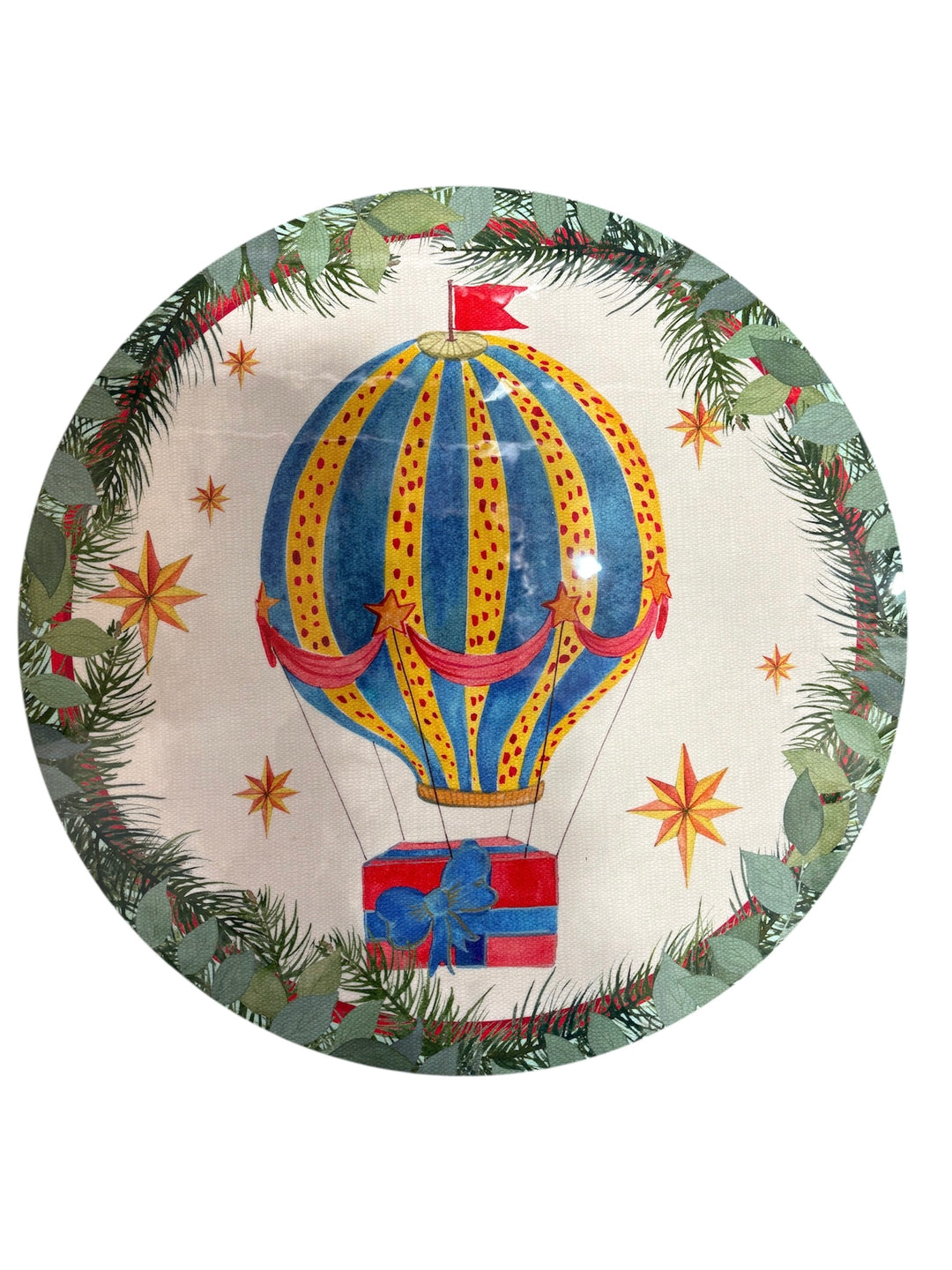 TOVAGLIETTA RIGIDA AVORIO DECORO MONGOLFIERA CON PACCO REGALO