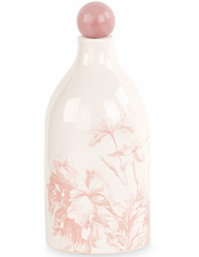 BOTTIGLIA D'OLIO TOILE IN CERAMICA ROSA CON SCATOLA 300ML (h.16cm)