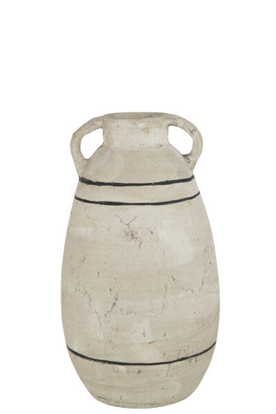 GIARA A RIGHE IN TERRACOTTA BEIGE/NERO (22x22x40cm)