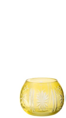 PORTA T-LIGHT ROTONDO IN VETRO GIALLO (diam.9x6,5cm)