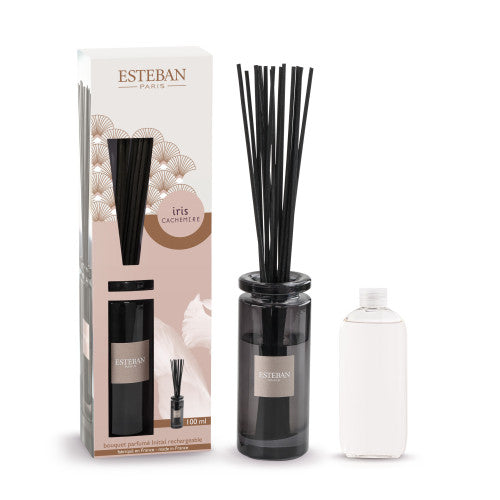 DIFFUSORE PER AMBIENTE- IRIS CACHEMIRE- IN VETRO (100ml) CON BACCHETTE