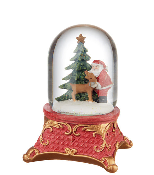 GIOIA-NEL CUORE- BABBO NATALE IN SNOWBALLS CON BASE ROSSA/ORO IN RESINA (11x11x15h)
