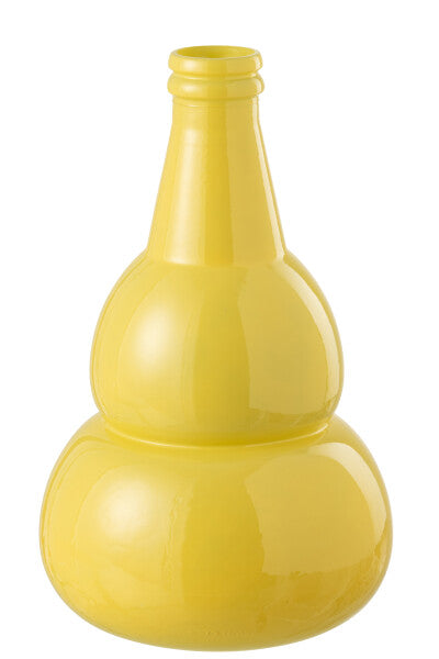 VASO BOTTIGLIA IN VETRO GIALLO (27,5x27,5x45cm)