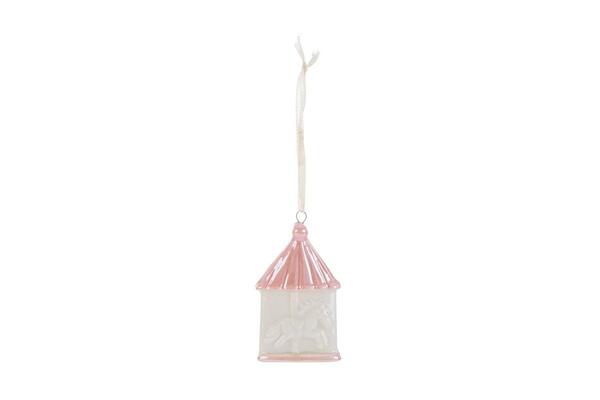 APPENDINO CON CALAMITA GIOSTRINA IN PORCELLANA ROSA (7cm)