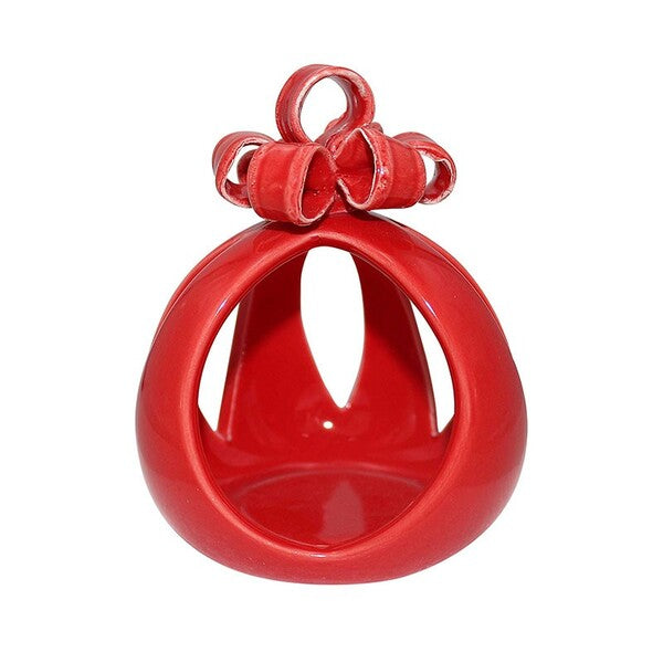 FIOCCO PORTA CANDELA ROSSO IN CERAMICA