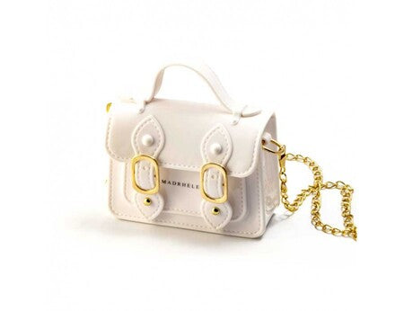 BORSA LUCIDA CON CATENA BIANCO LATTE-SKY FASHION BAGS (12,5x4x9cm)