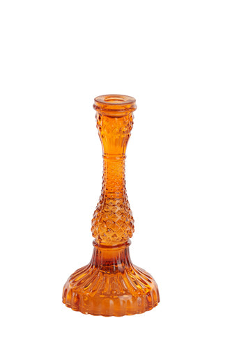 PORTACANDELE ROTONDO IN VETRO ARANCIONE (Ø10x22 cm)