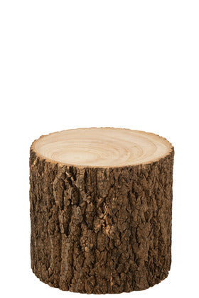 Tavolino/Portavasi Rotondo Legno Paulownia Naturale 39x39x40