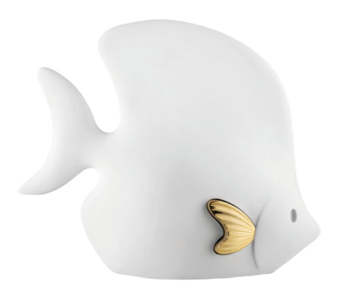PESCE LISCIO IN MARMORINO BIANCO/ORO (32x27cm)