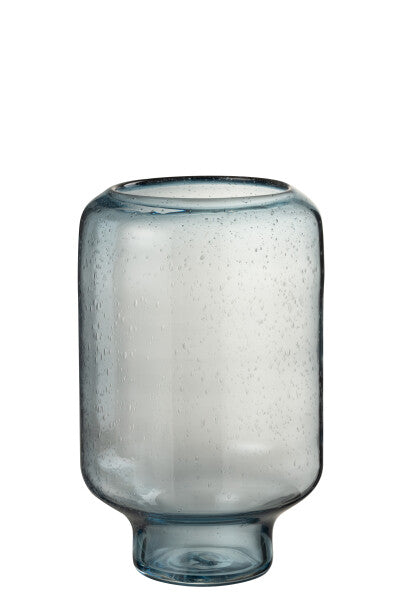 VASO NORA CON BASE ROTONDA IN VETRO BLU CHIARO (22x22x36cm)