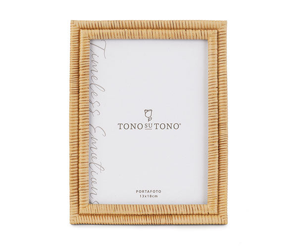 PORTAFOTO RETTANGOLARE EFFETTO TEXTURE RATTAN NATURALE (int.13x18cm)