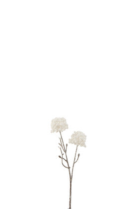 Ramo Pompon Paillette Plastica Bianco Small (9X4X25.5CM)