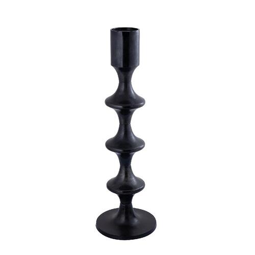 PORTACANDELE TONDO IN LAMIERA DI ALLUMINIO NERO (31x31x92cm)