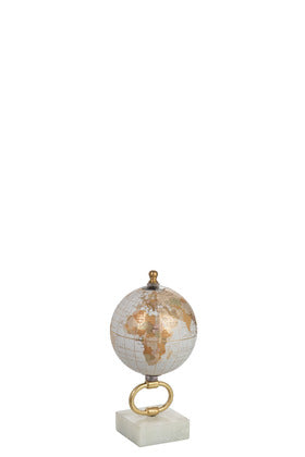 Mappamondo + Piede Marmo Bianco/Oro 10x10x20