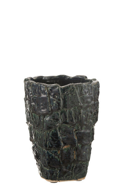 VASO AOKI IN CERAMICA VERDE PETROLIO (21,5x21,5x28cm)