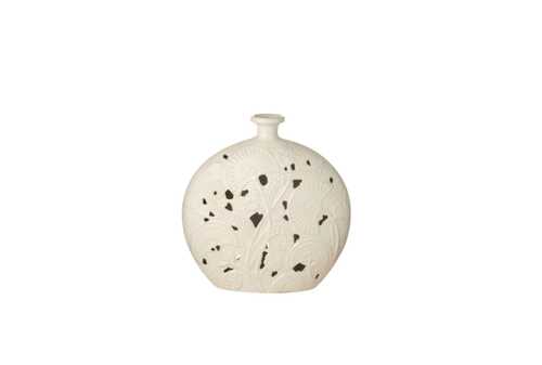 VASO IN CERAMICA BIANCA TRAFORATO (30x9,5xh.30,5cm)