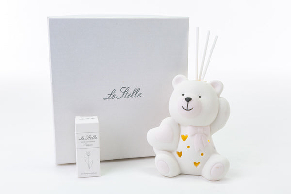 PROFUMATORE ORSETTO CUORE LED ROSA 10X8X11.5CM CON ASTUCCIO BIANCO