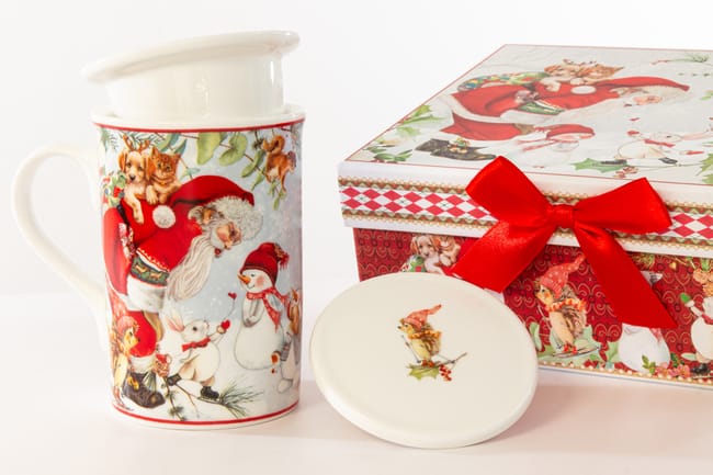 TISANIERA NATALE CLASSICO IN PORCELLANA (330ML) (18x16x8cm)