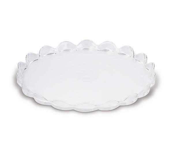 VASSOIO ROTONDO CON BORDO IN VETRO TRASPARENTE (d.25cm)