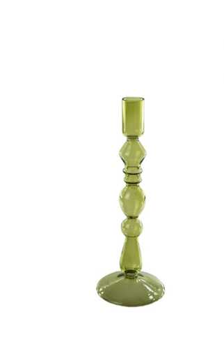 CANDELABRO GRANDE BOROSILICATO IN VETRO TRASPARENTE VERDE (9xh.25cm)