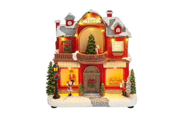 CASETTA PAESAGGIO IN RESINA CON LED ED 8 MELODIE (23,5×14,5xh.23,5cm)