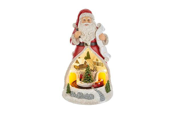 BABBO NATALE IN RESINA CON LED ED 8 MELODIE (18,5×18,5xh.30cm)