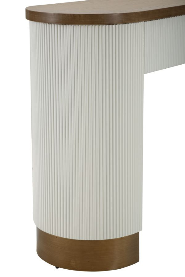 CONSOLLE TOLOSA CON CASSETTO CENTRALE, IN LEGNO DI FRASSINO, BIANCO CON PIANO IN COLOR LEGNO (121x40x78cm)