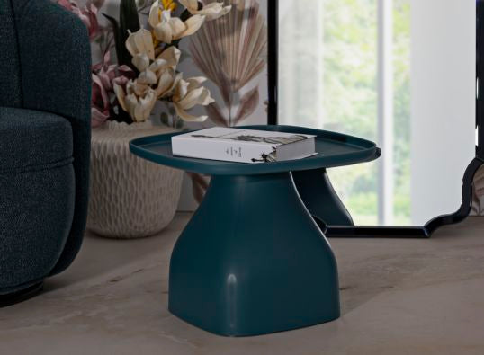 TAVOLINETTO BASSO GEA BLU EFFETTO METALLO