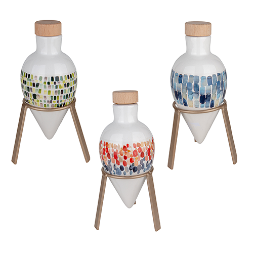 OLIERA IN CERAMICA A GOCCIA DIPINTA CON SUPPORTO