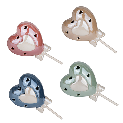 CUORE LED IN CERAMICA DIPINTA