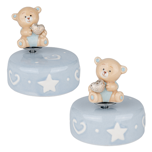 ORSETTO CON CARILLON IN CERAMICA CIELO