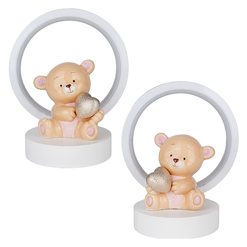 ORSETTO CON LED IN CERAMICA ROSA