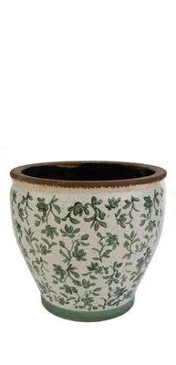 CACHE POT CON DECORO VERDE MEDIUM