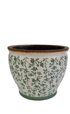 CACHE-POT CON DECORO VERDE LARGE