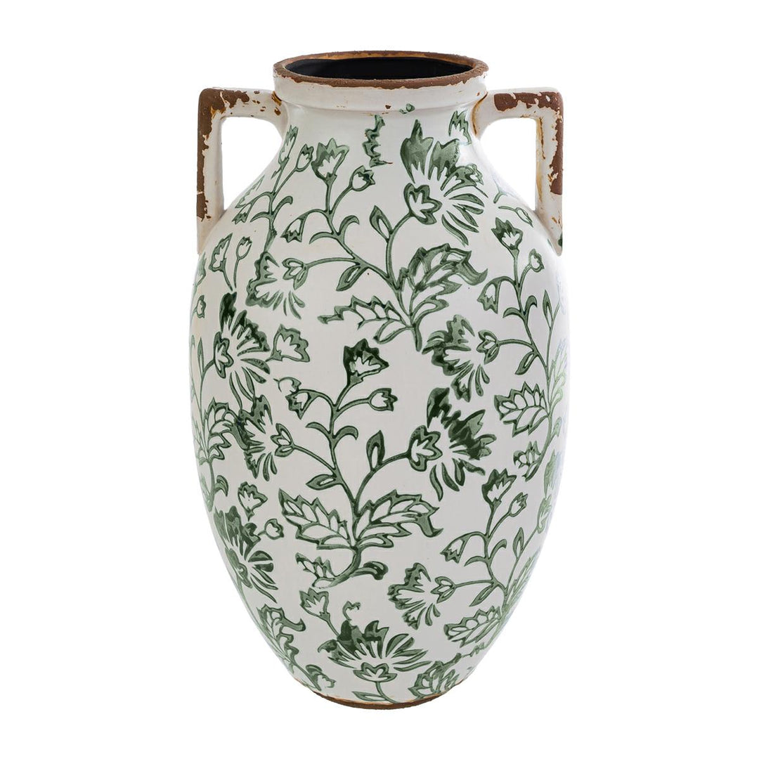VASO ANFORA CON DECORO VERDE SMALL