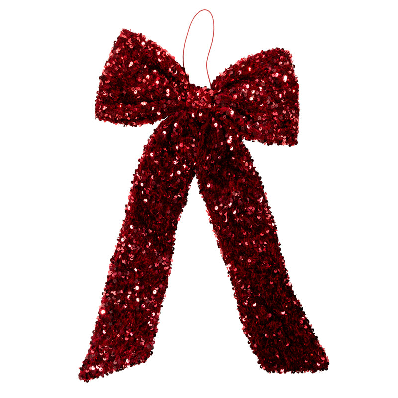 DECORAZIONE FIOCCO ROSSO PAILLETTES LARGE