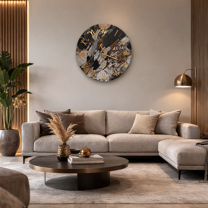 OROLOGIO IN MARMO MARRONE