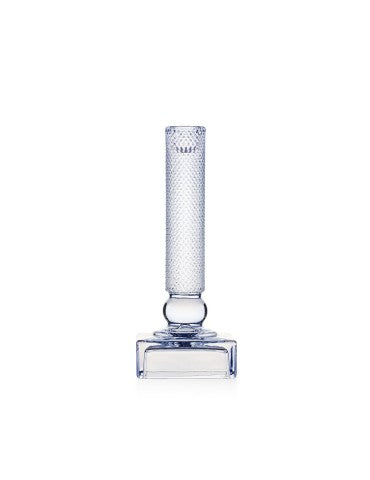 CANDELIERE LINEARE CON BASE QUADRATA IN VETRO BLU