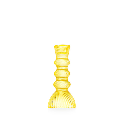 CANDELIERE PICCOLO GIALLO IN VETRO (7x7xh.15.5cm)