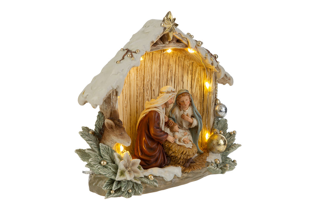 SACRA FAMIGLIA IN CAPANNA CON LED