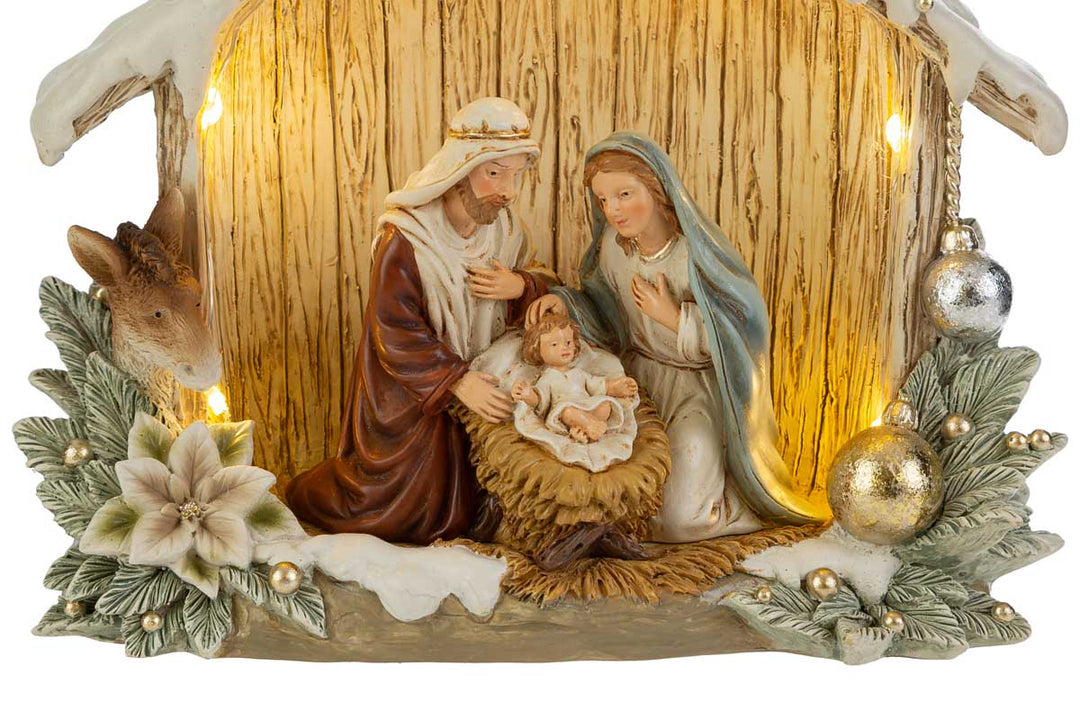 SACRA FAMIGLIA IN CAPANNA CON LED