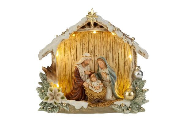 SACRA FAMIGLIA IN CAPANNA CON LED